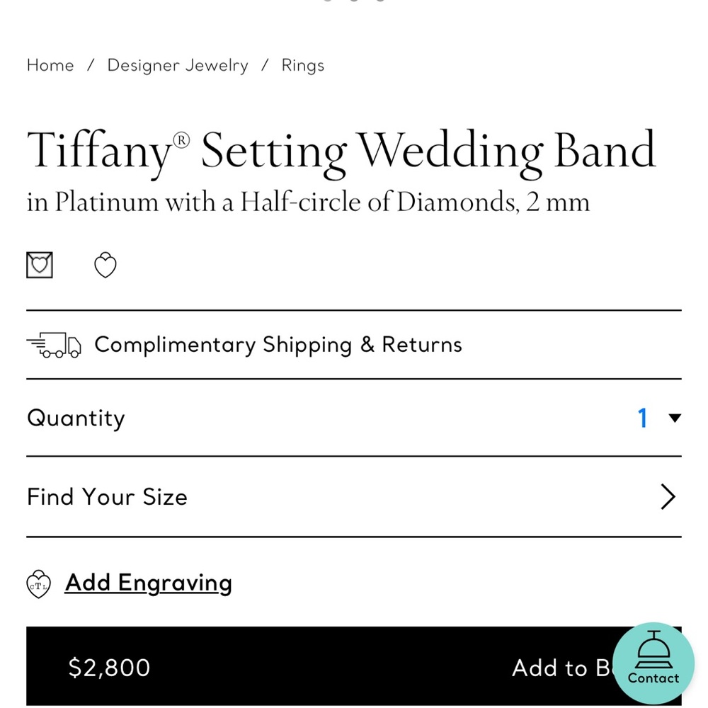 🌞SOLD🌞$3000++ Tiffany & Co. Platinum Channel Set Diamond Half Circle 2mm Band - Picture 5 of 5